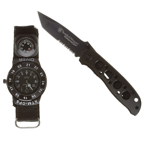 Combo de cuchillo táctico y reloj (Set de dos piezas) marca Humvee