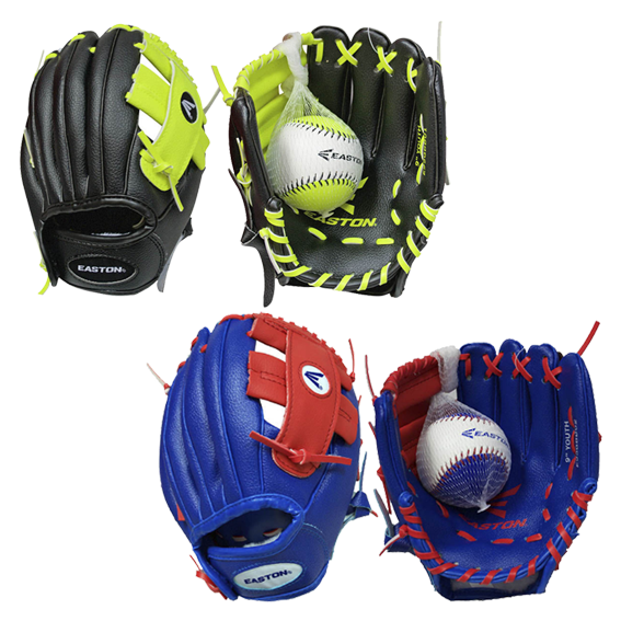 Guantes infantiles de 9" con pelota de entrenamiento marca Easton