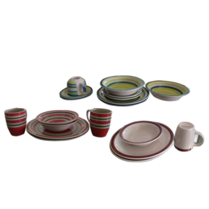 Set decena de 16 piezas naranja, café y verde marca HS&S